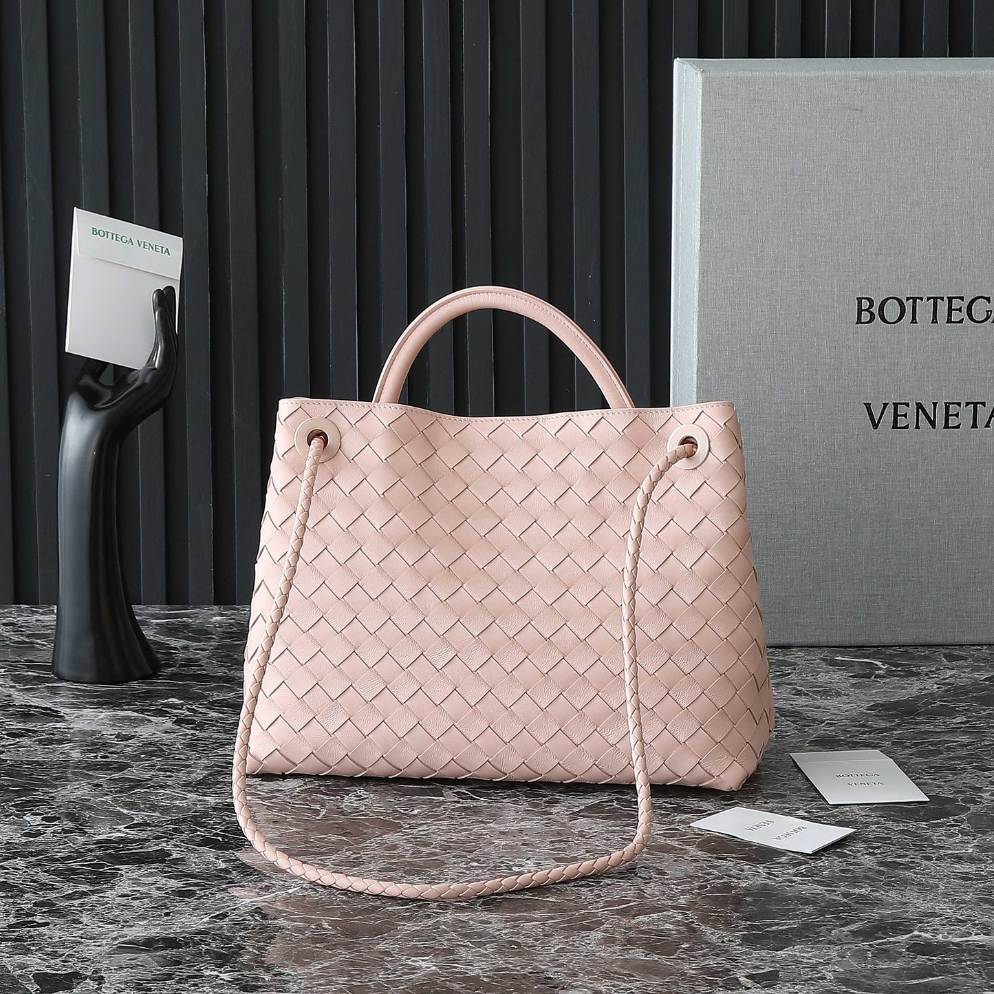 BOTTEGA VENETA MEDIUM ANDIAMO 32 IN LIGHT PINK LAMBSKIN