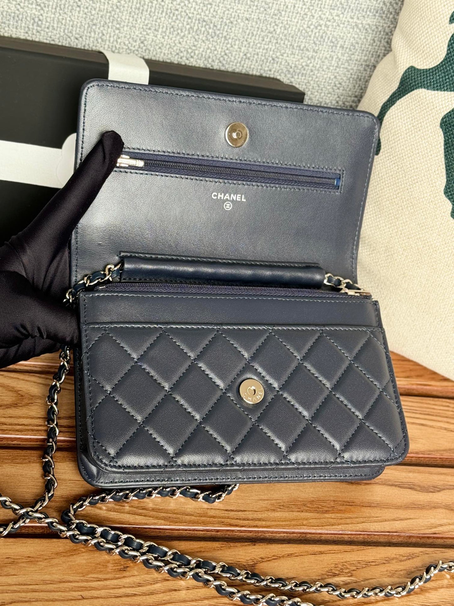 CHANEL WOC ENTRUPY 19 BAG IN INDIGO BLUE CALFSKIN