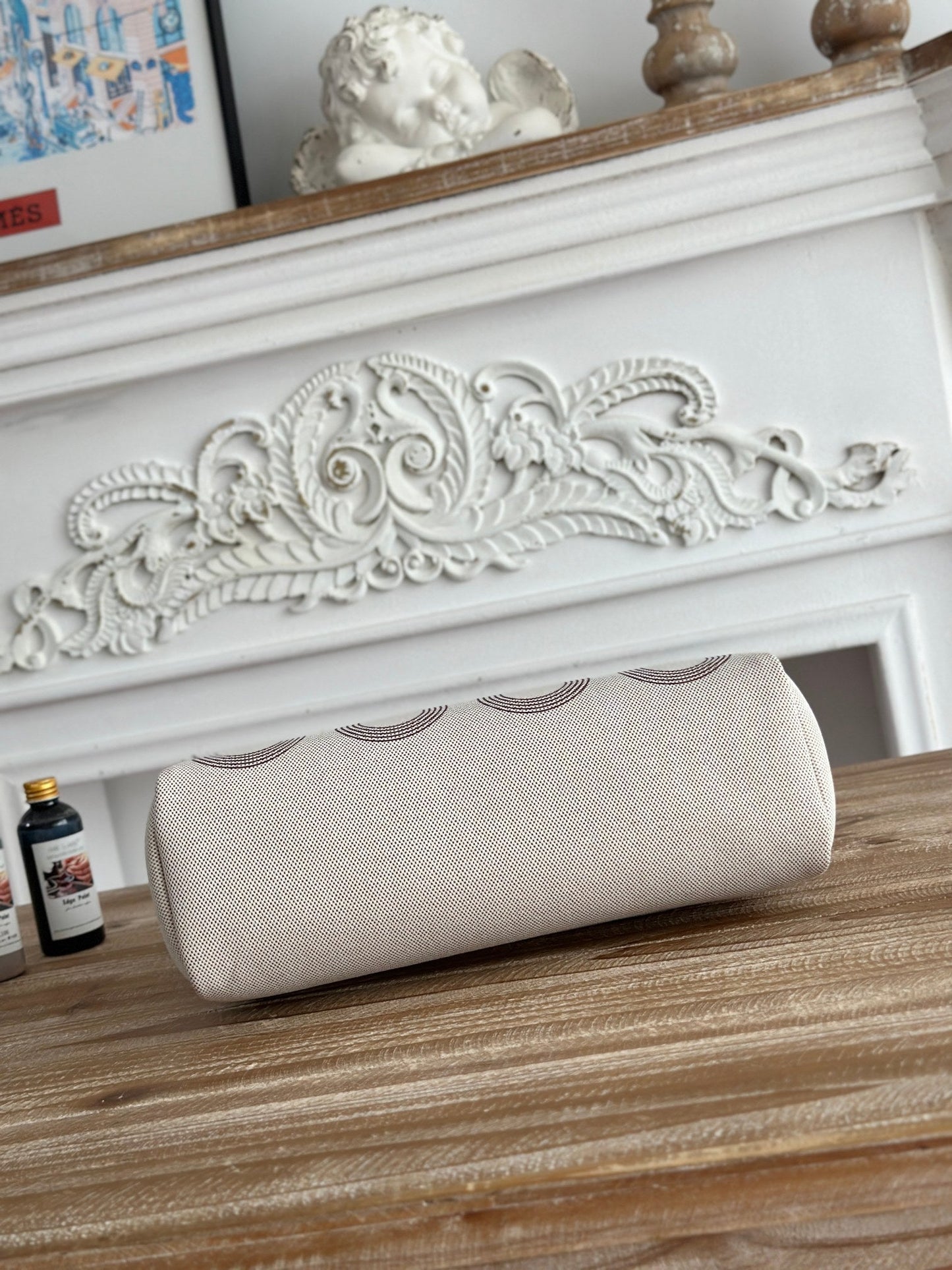 HERMES HERBAG ZIP 31 LAQUERED BAG IN OFF-WHITE MIX BROWN H PLUME CANVAS AND BROWN COWHIDE
