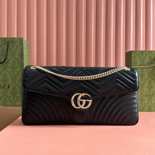 GUCCI MARMONT SHOULDER BAG 40 IN BLACK CALFSKIN GOLD CHAIN