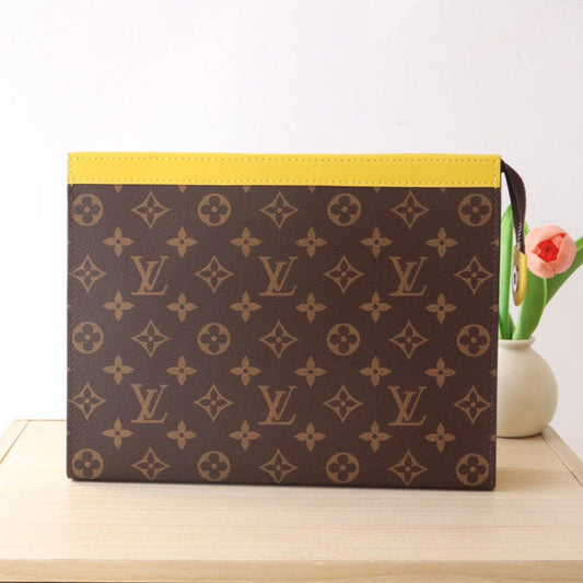 LOUIS VUITTON LV 25S POCHETTE VOYAGE 26 IN YELLOW MONOGRAM MACASSAR COATED CANVAS
