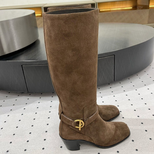 HERMES JUSTINE BOOT 6 CM IN CHOCOLATE BROWN SUEDE
