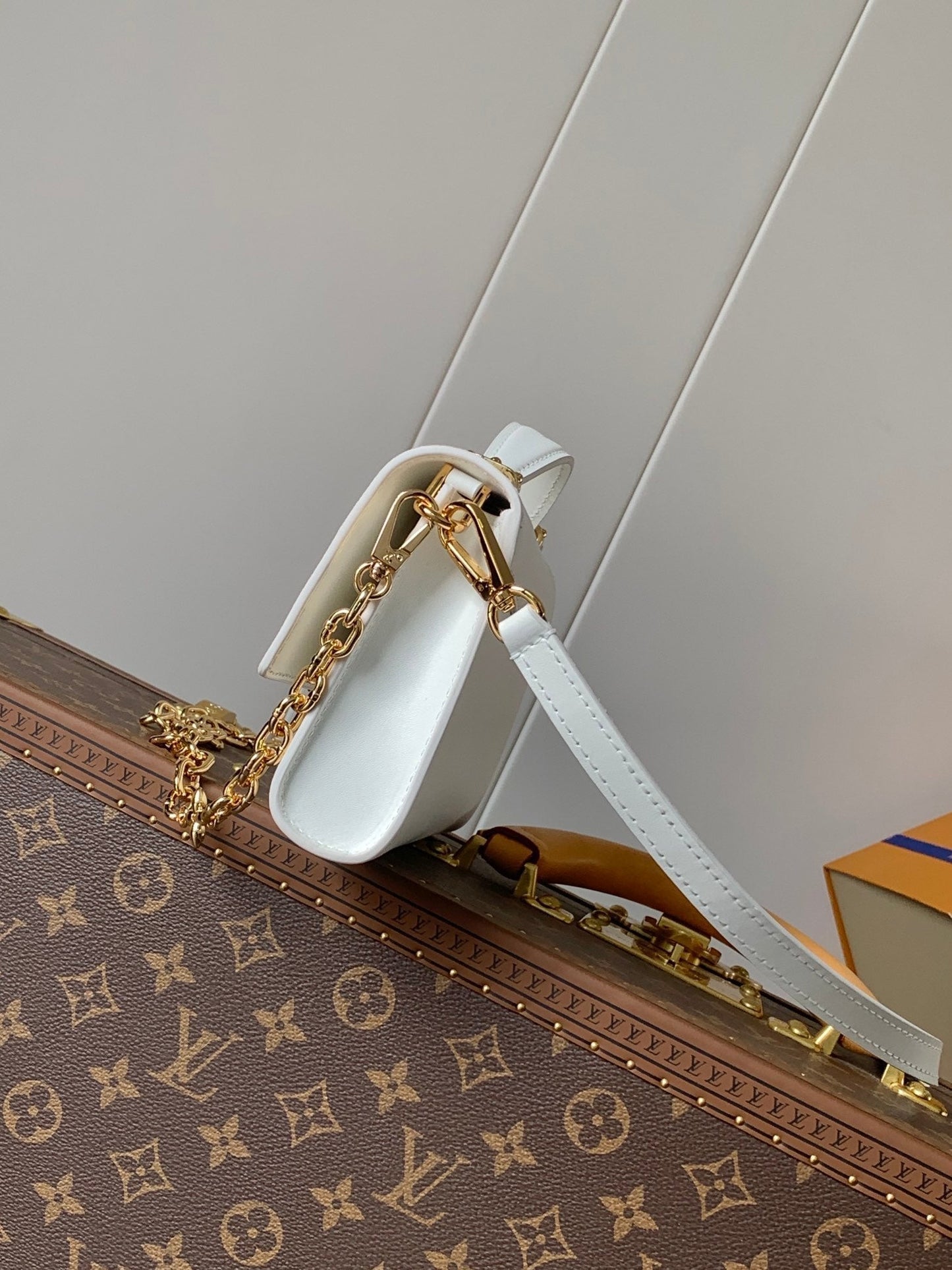 LOUIS VUITTON WALLET ON CHAIN CAPUCINES 23 IN WHITE SMOOTH CALFSKIN GOLD HARDWARE
