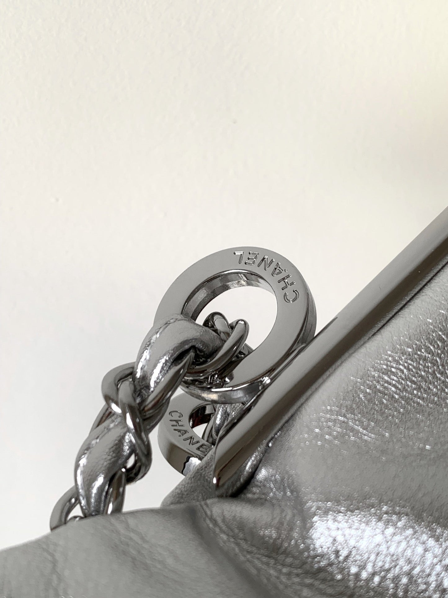 CHANEL 25S HOBO BAG 30 CM IN SILVER SMOOTH CALFSKIN