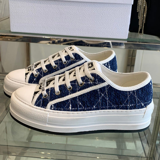 DIOR WALK'N PLATFORM SNEAKER DENIM BLUE CANNAGE TWEED