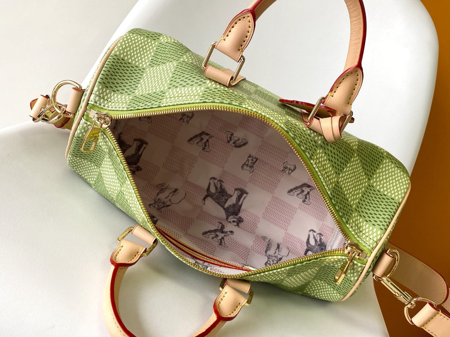 LOUIS VUITTON KEEPALL BANDOULIÈRE 34 BAG IN GREEN DAMIER GOLF COATED CANVAS