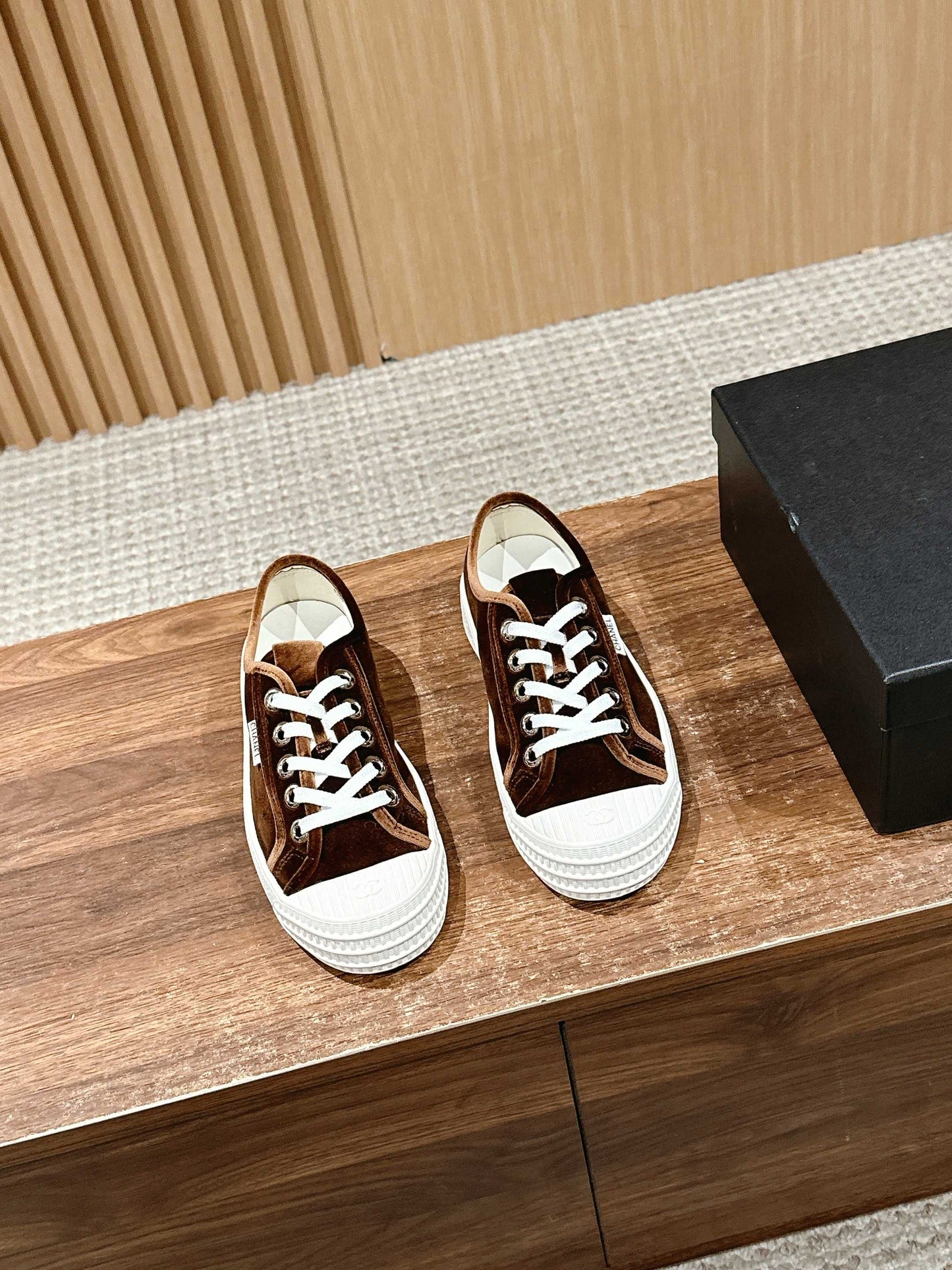 CHANEL CONVERSE SNEAKER IN PENNY BROWN VELVET