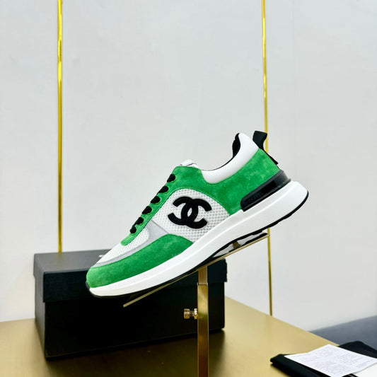 CHANEL CLASSIC TRAINER IN GREEN MIX WHITE MERCERIZED VELVET