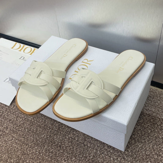 DIOR D-CLUB SLIDE SANDAL 25S IN WHITE CALFSKIN