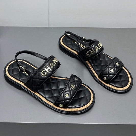 CHANEL Dad sandals black calf leather