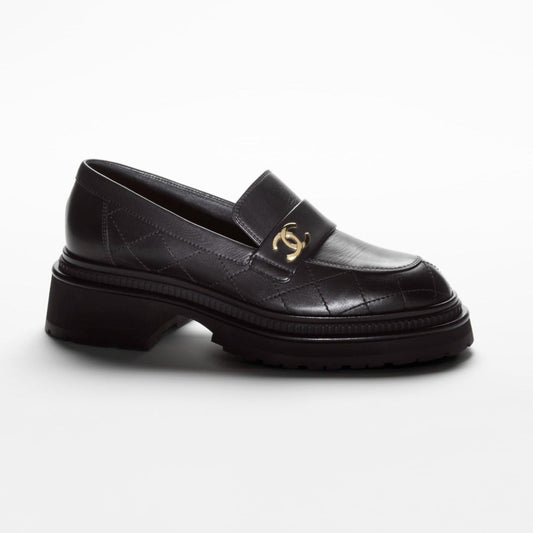 CHANEL MOASINS BLACK CALFSKIN