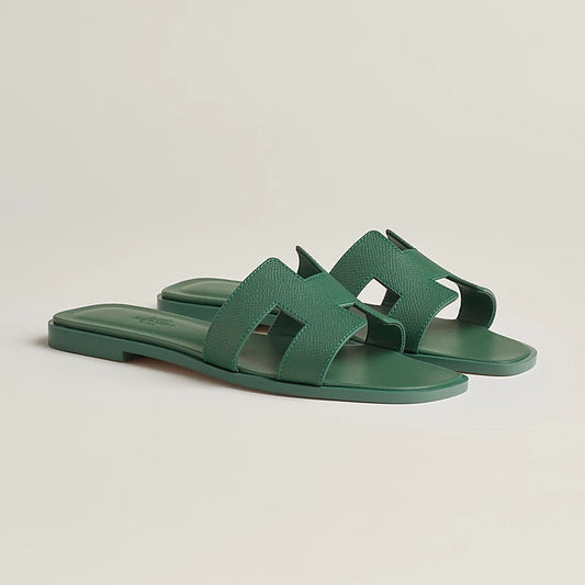 HERMES 0RAN SANDAL VERT LIERRE